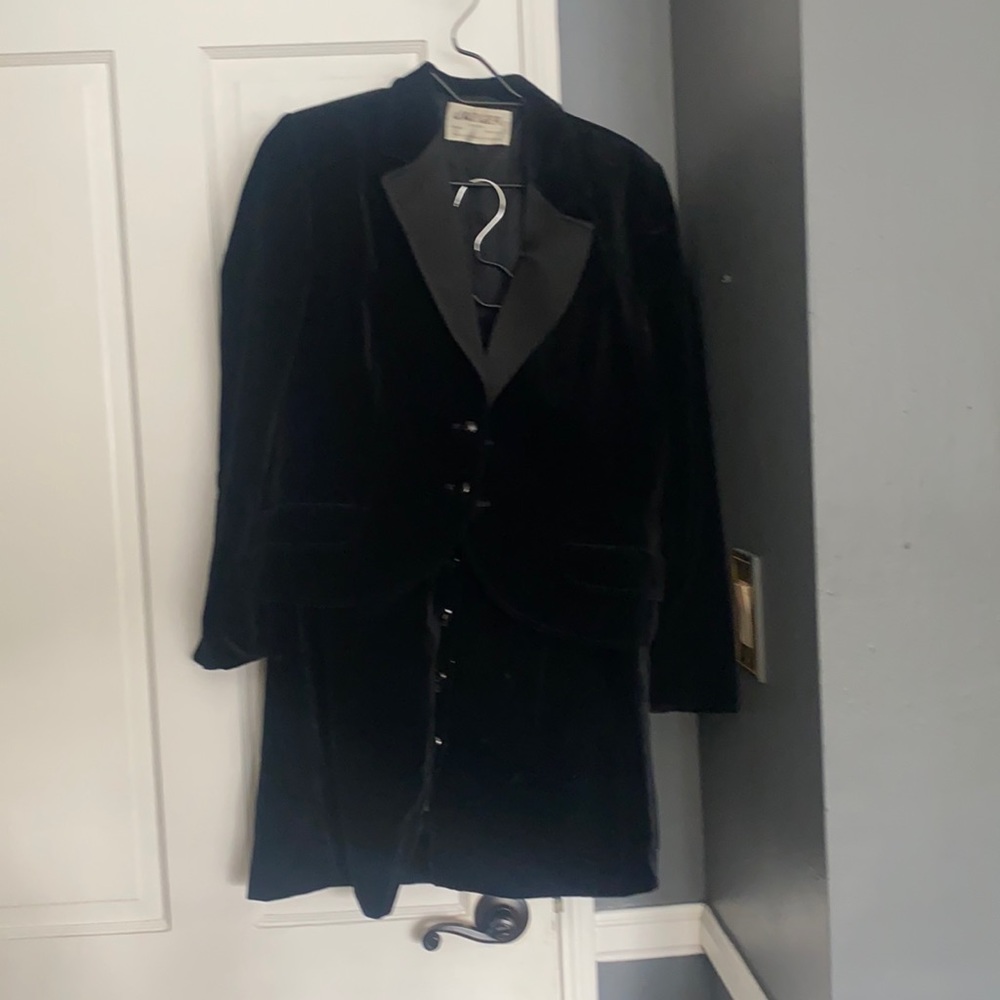 Jaeger velvet black suit jacket and matching suit velvet skirt